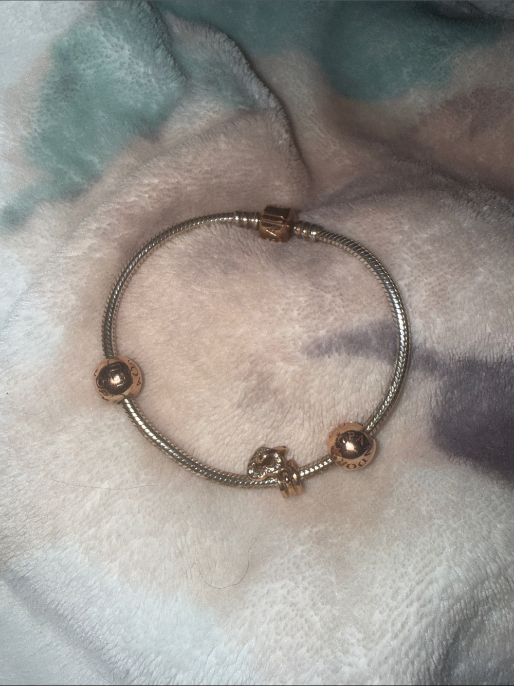 Pandora Silver Bracelet with Rose Gold Accents
